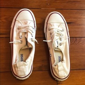 White Converse slip on sneakers